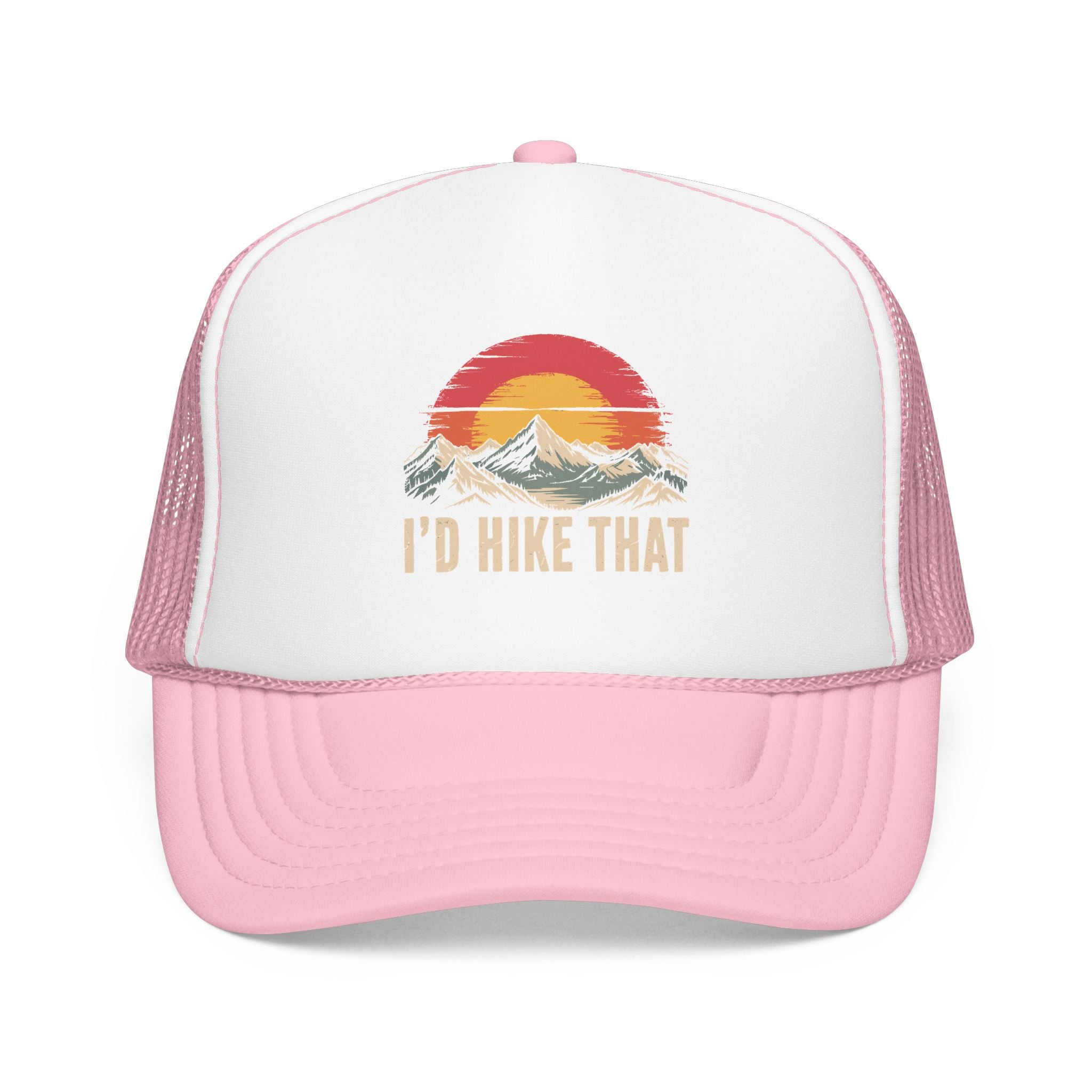 Trucker Hat — "I'd Hike That" Vintage Mountain Sunset Cap