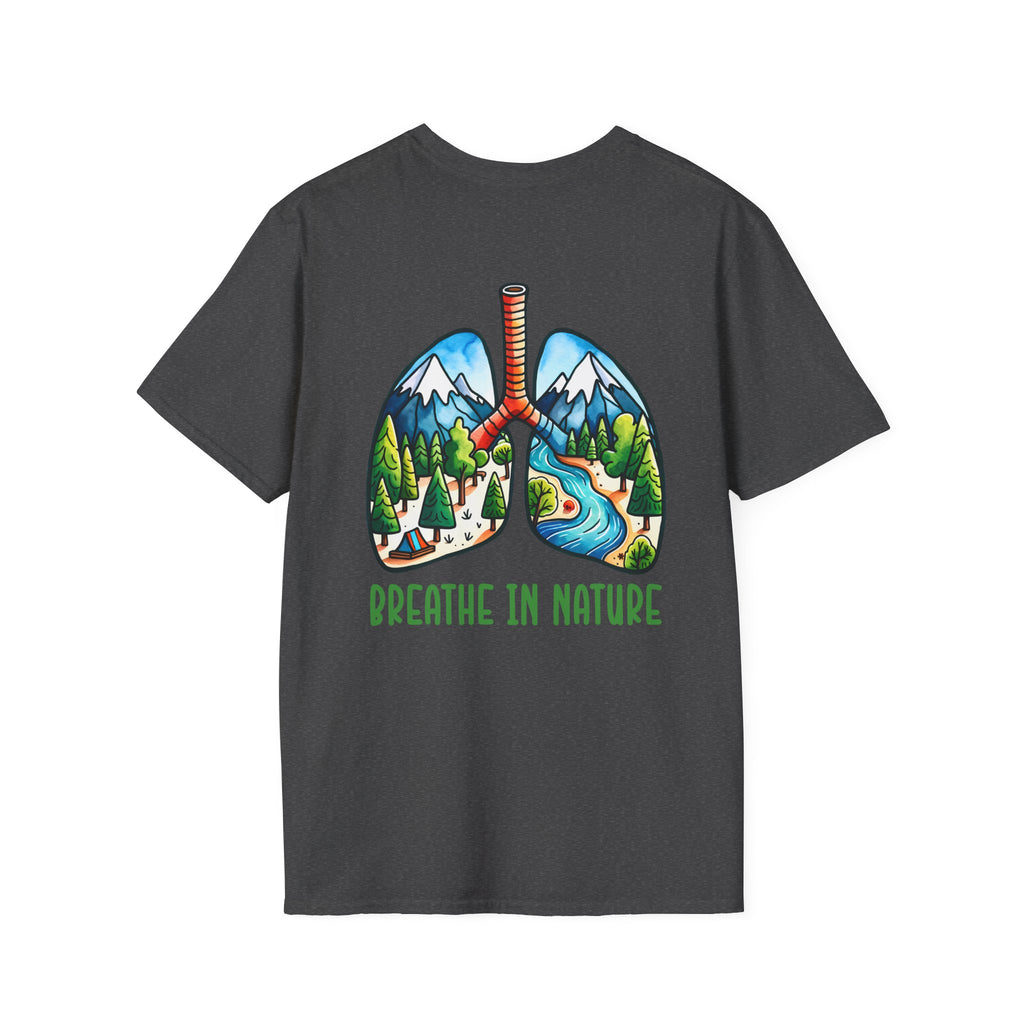 T-Shirt — "Breathe in Nature" Lungs Graphic Tee | Outdoor Nature Lover Shirt