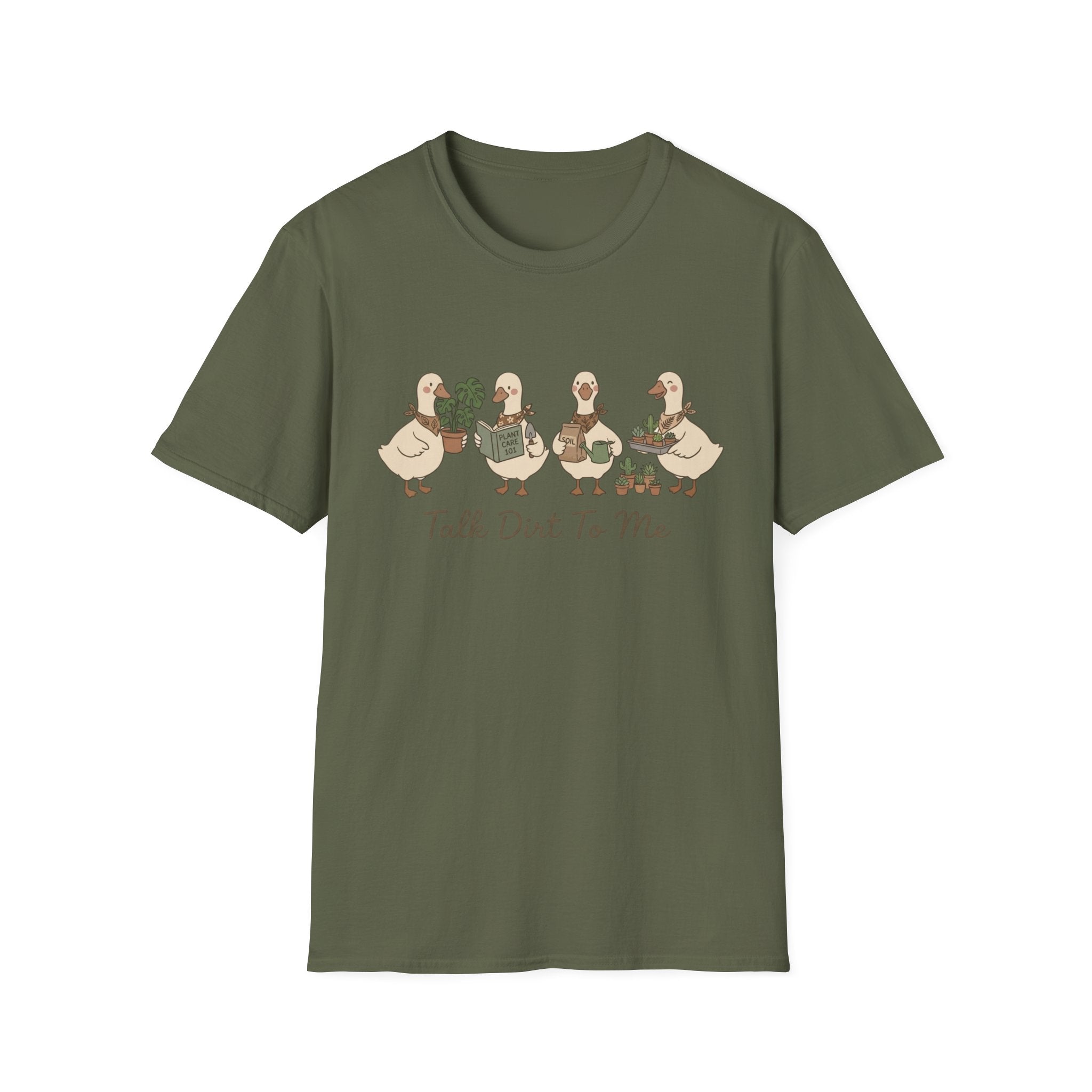 Duck Plant Lover T‑Shirt — Cute Ducks Gardening with 'Talk Dirt To Me'