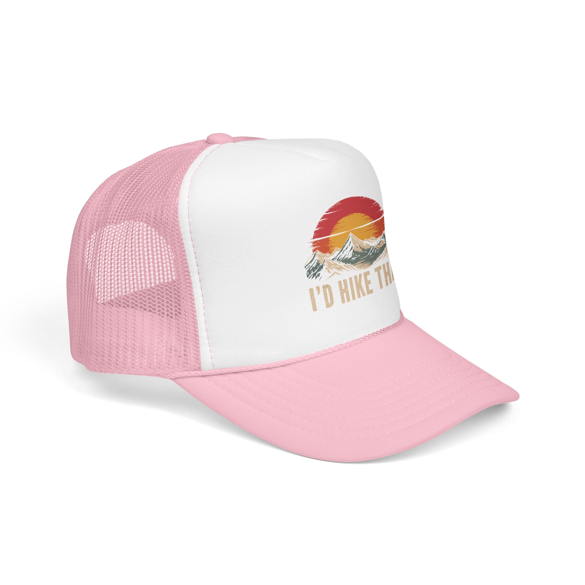 Trucker Hat — "I'd Hike That" Vintage Mountain Sunset Cap