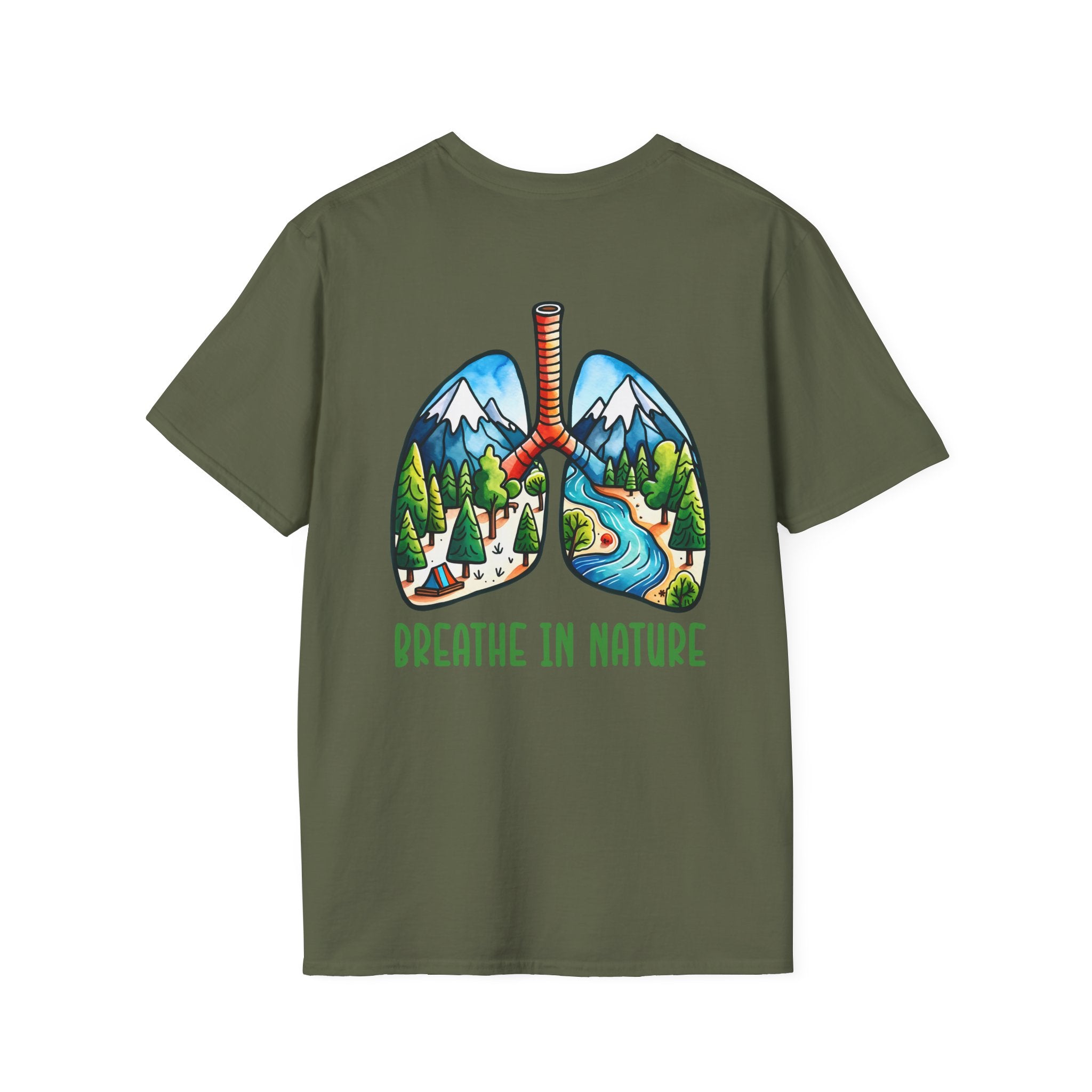 T-Shirt — "Breathe in Nature" Lungs Graphic Tee | Outdoor Nature Lover Shirt